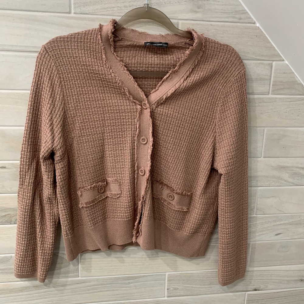 Adrianna Papell Textured Cardigan - Tan